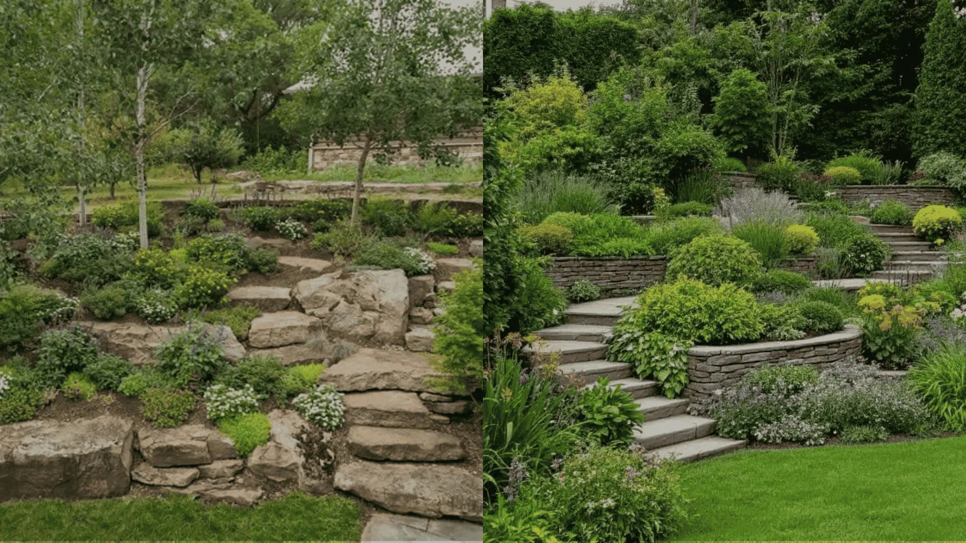 Sloped or Terraced Rock Flower Beds