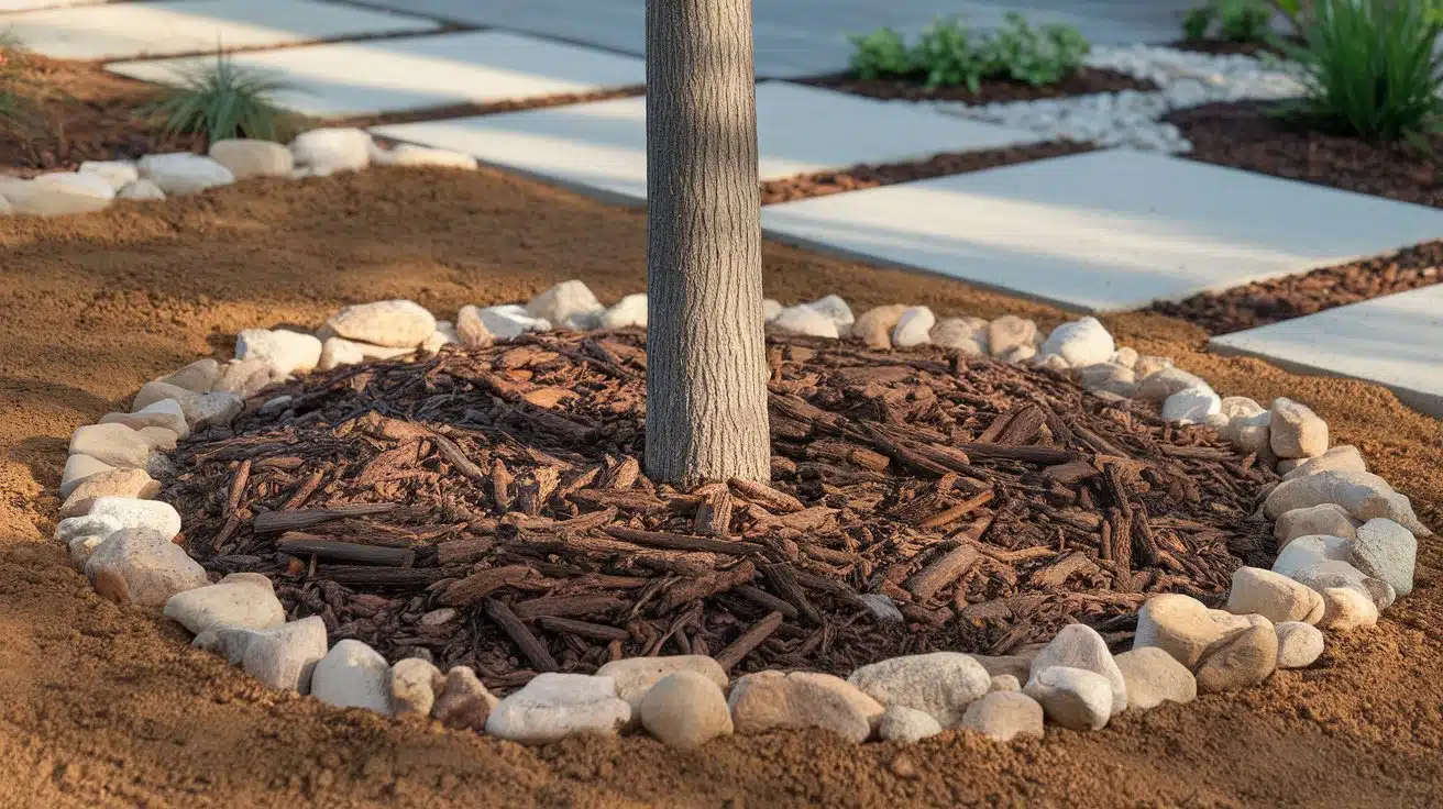 blending rocks mulch