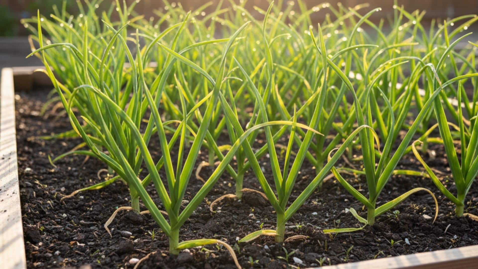 garlic leaf growth