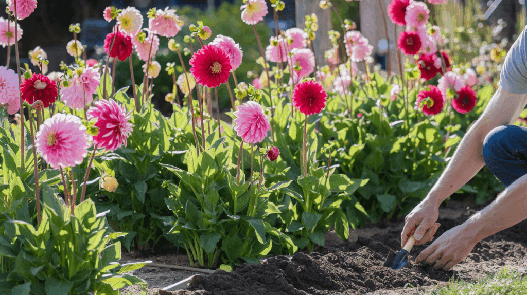 how far apart to plant dahlia tubers