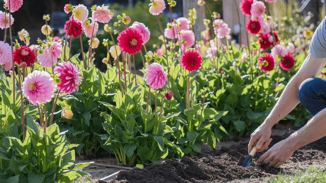 how far apart to plant dahlia tubers
