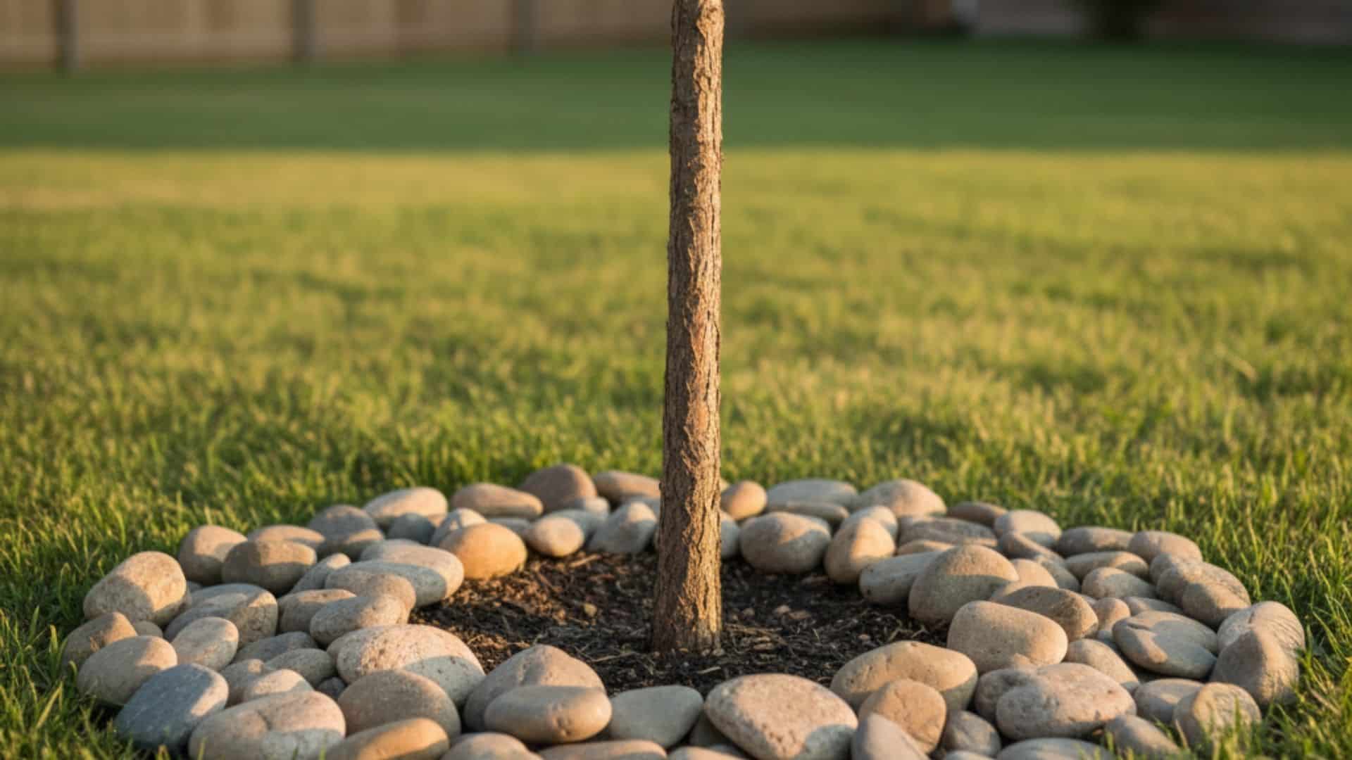rocks around plant