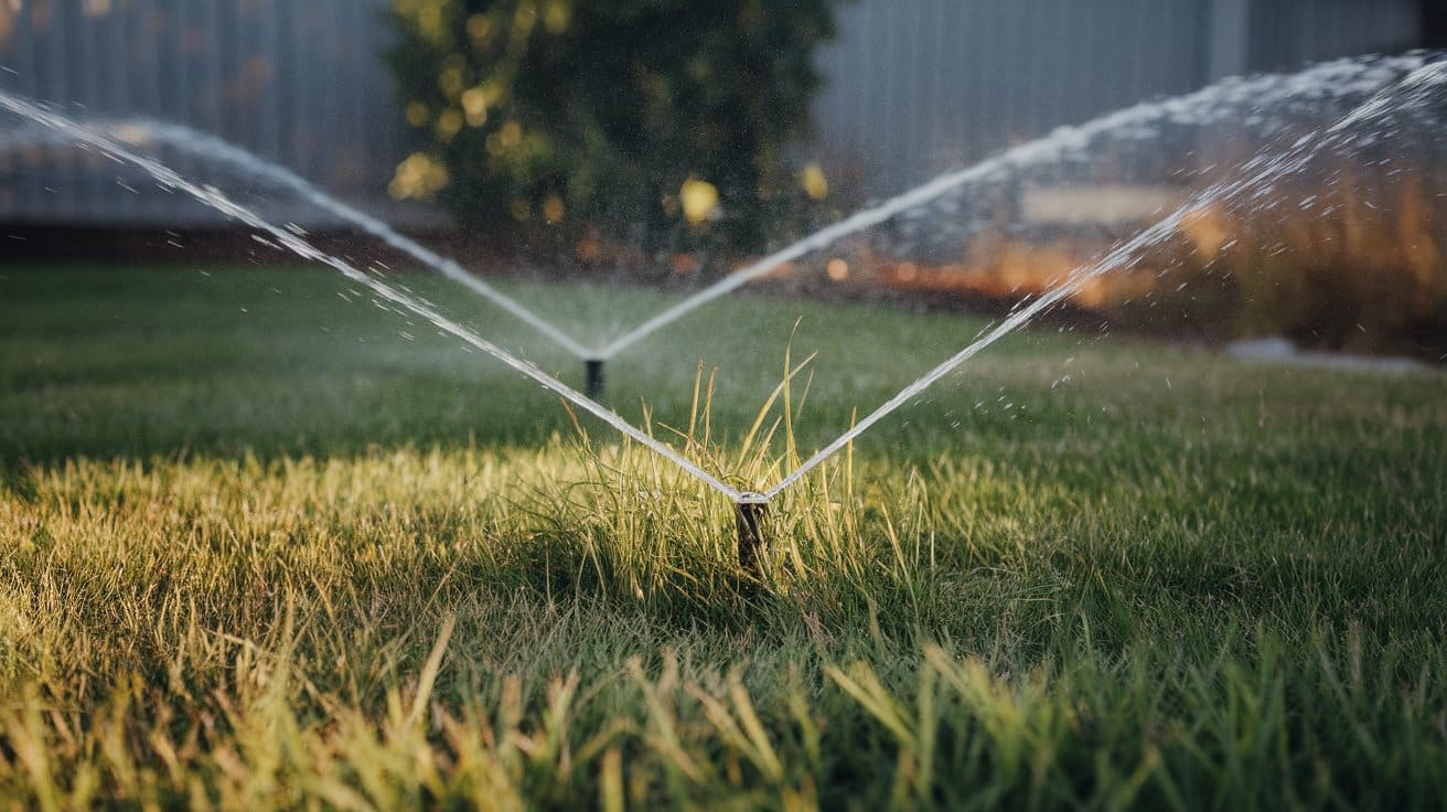 watering grass