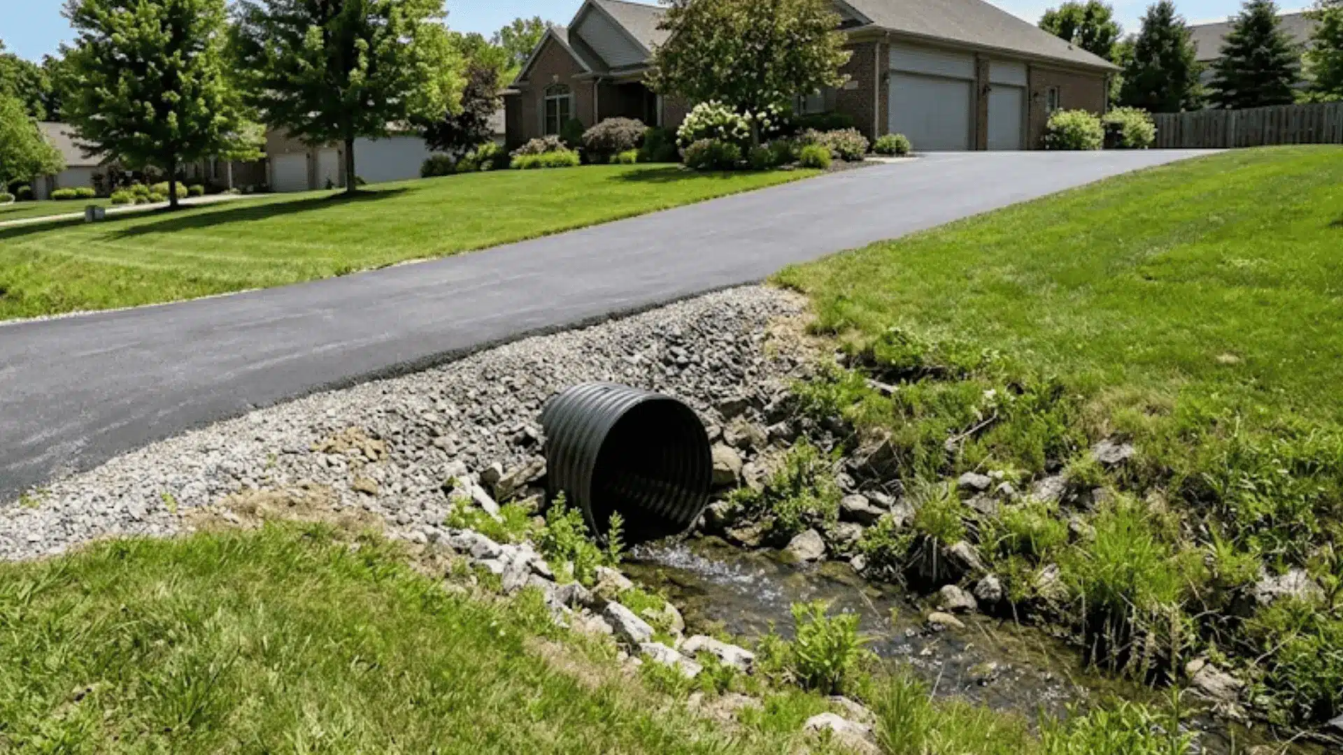driveway-with-culvert-pipe-and-water-flowing-below