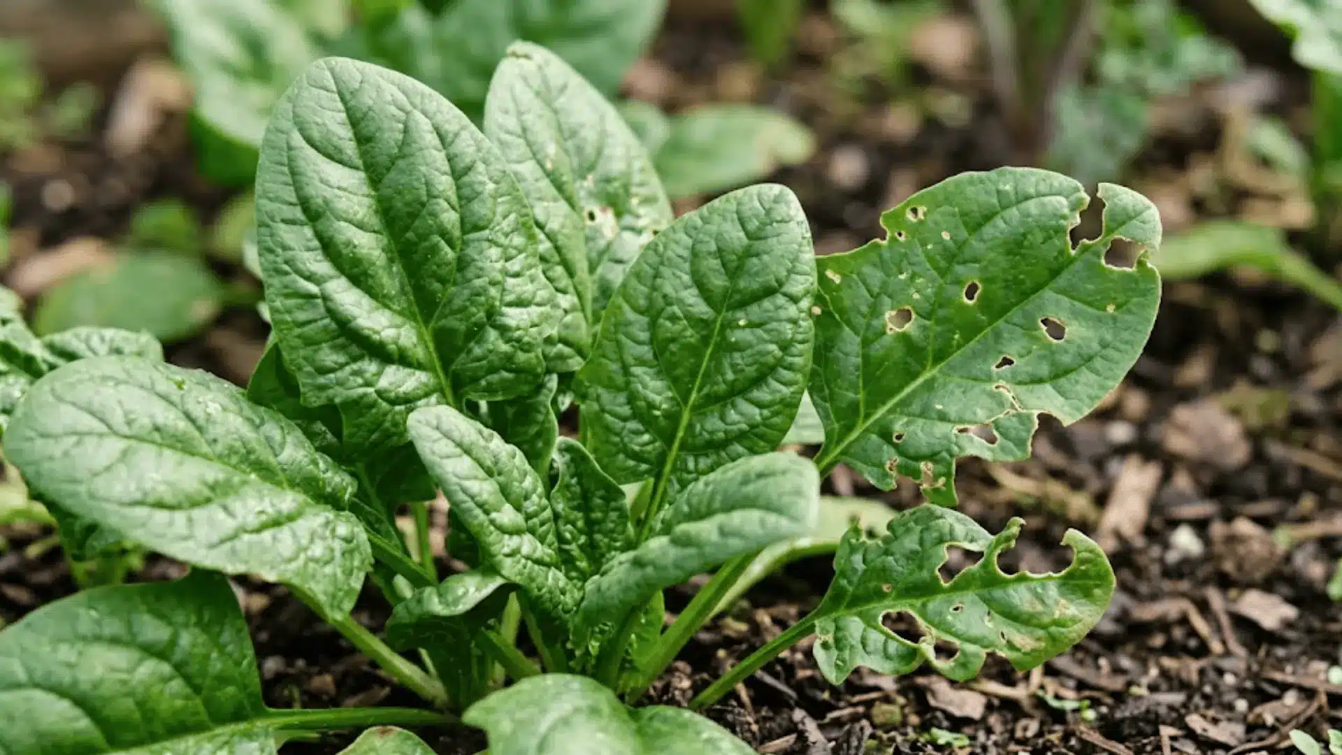 spinach-leaves-with-insect-damage-holes-and-curling-in-garden