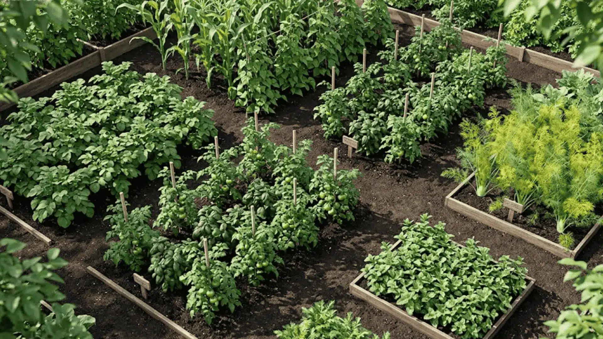 well-spaced-vegetables-and-herbs-in-garden