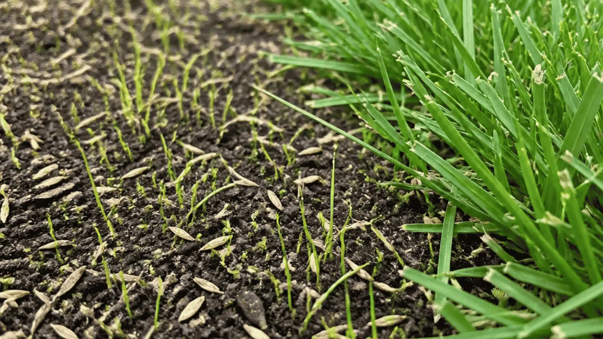 a-ground-level-view-comparing-a-patch-of-lush-green-grass-with-freshly-seeded-soil-showing-tiny-new-sprouts