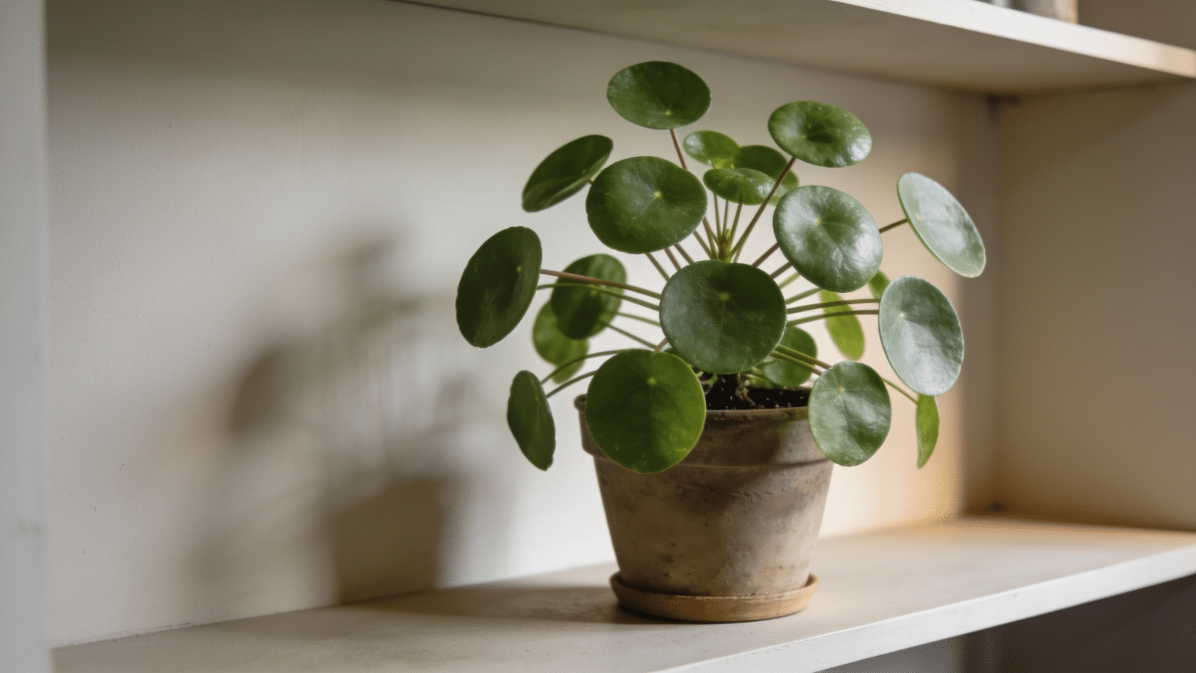 Chinese money plant, a minimalist common house plants pick, with round coin-shaped leaves