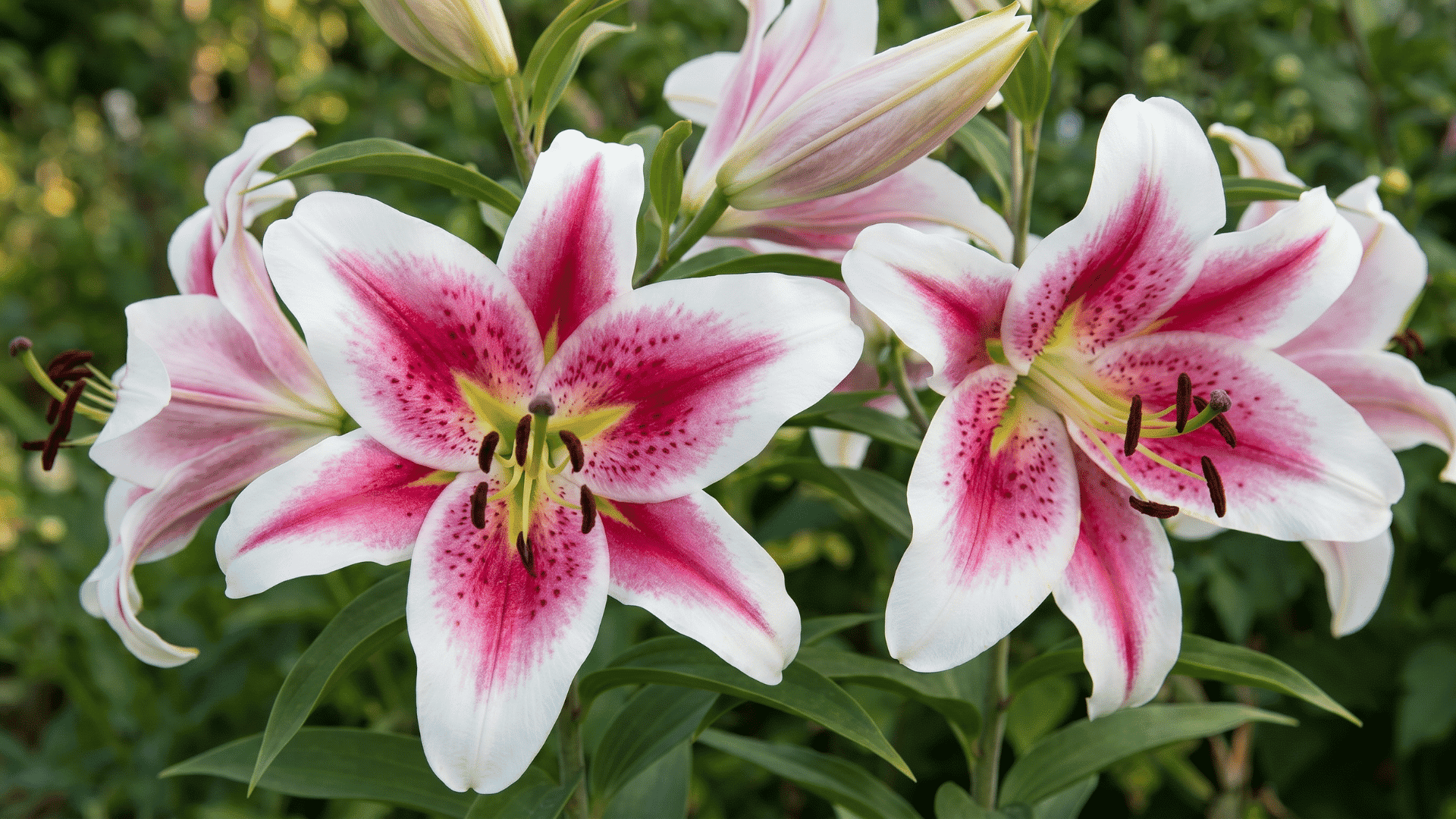 Pink and white Oriental lily flowers showing types of lilies and their meanings